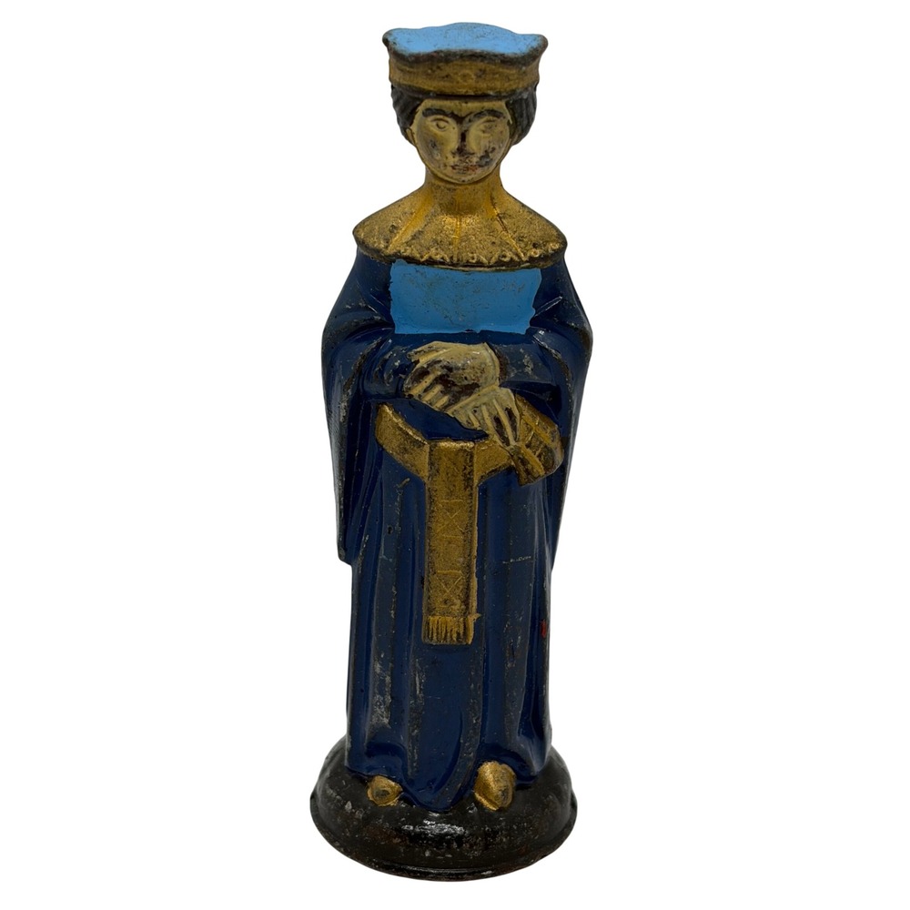 Vintage ANRI Hand Painted Plastic Medieval Queen Figurine Blue Gold